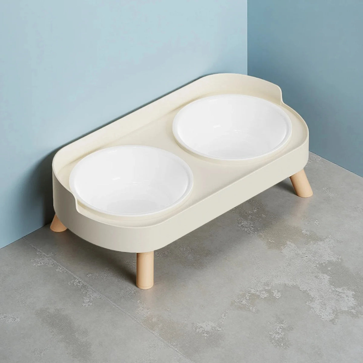 Elevated Dog Feeder with 2 Stainless Steel Bowls – Multicolour Elevated Pet Feeder Babs White Plastics