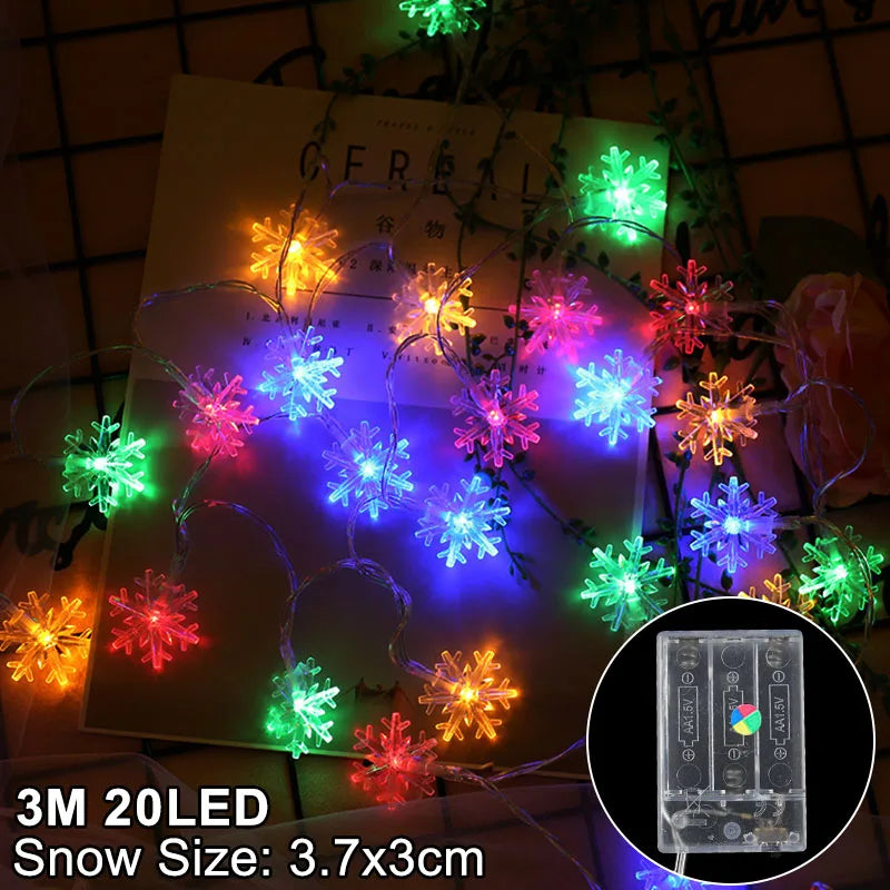 Snowflake LED Christmas Garland Light – USB & Battery Powered LED Christmas Garland Babs 3m multicolor snow