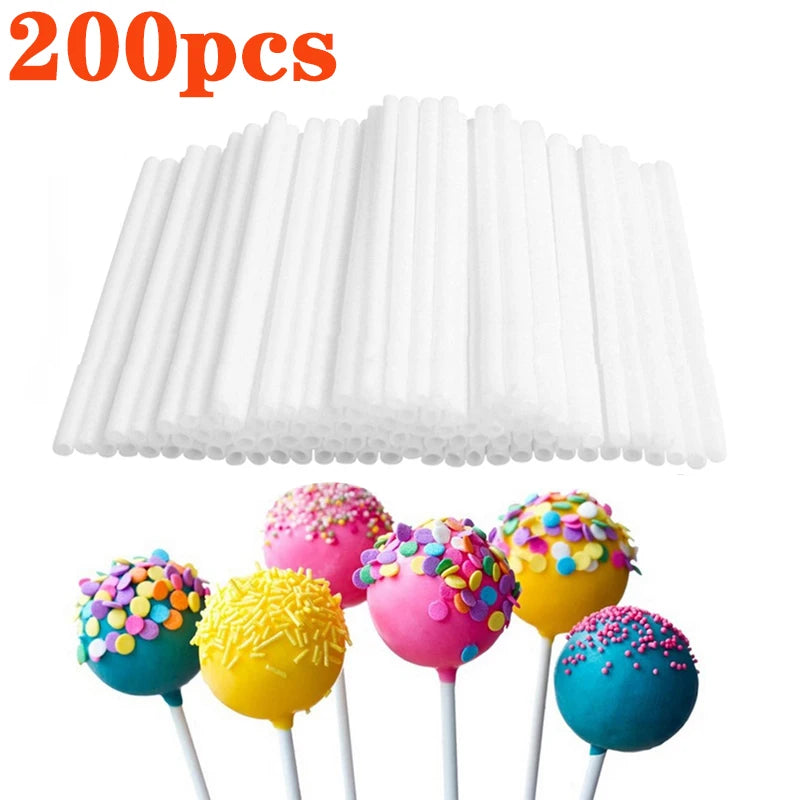 200pcs White Plastic Lollipop Sticks for Cake Pops & Candy Lollipop Baking Sticks Babs