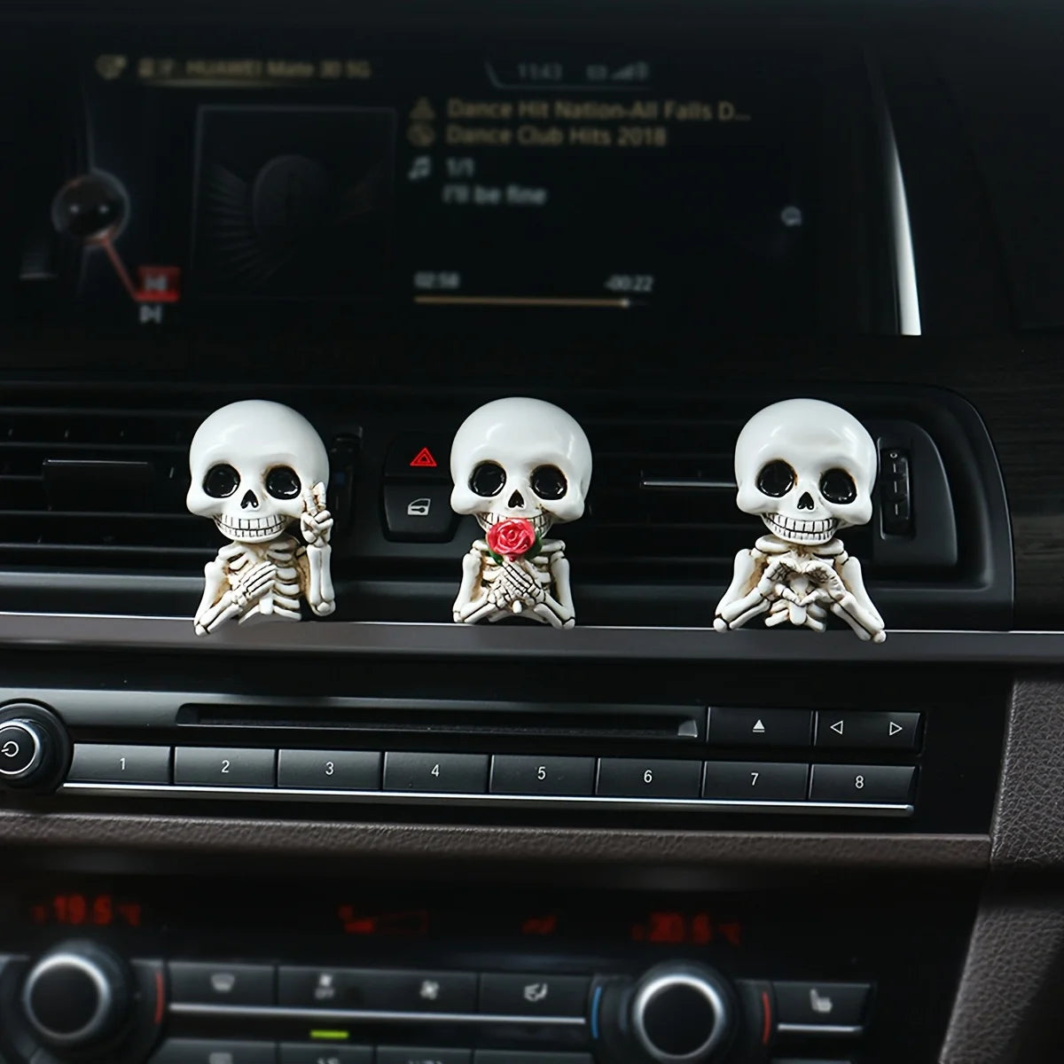 3-Piece Skull Resin Statues – Car Aroma Diffuser & Decor Resin Skull Decor Babs