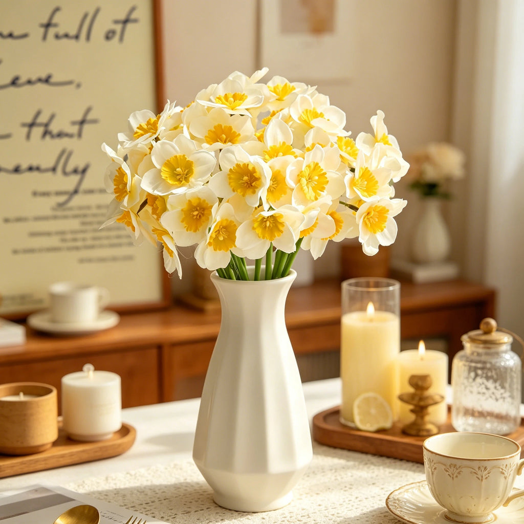 Silk Narcissus Artificial Flower Bouquet – Wedding & Home Décor Artificial Silk Flowers Babs