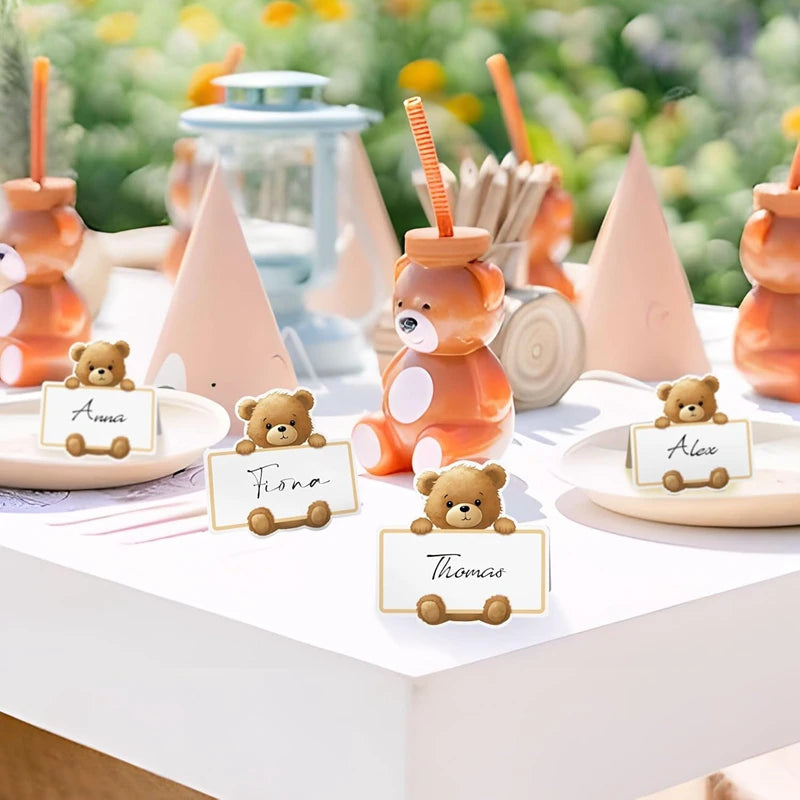 Brown Bear Place Cards 20/50pc – Party & Wedding Table Decor Party Place Cards Babs