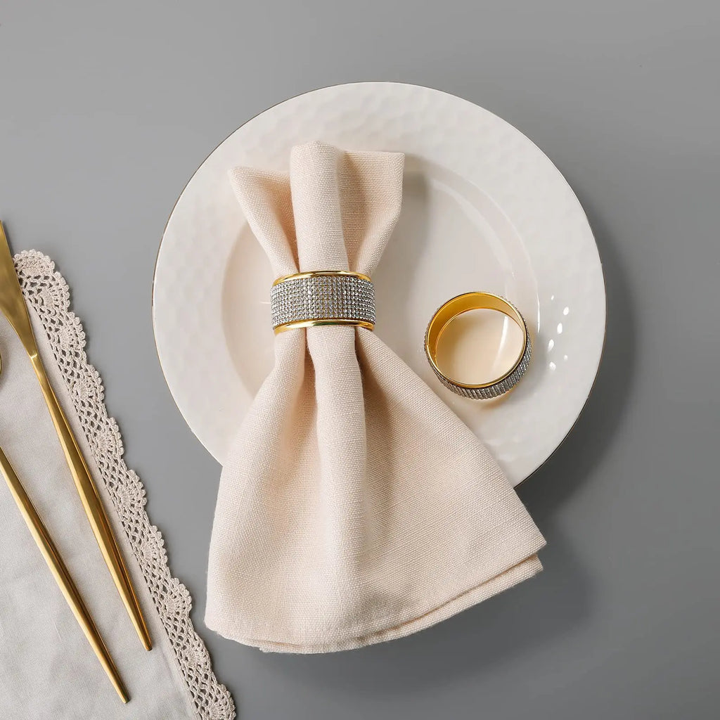 Crystal Rhinestone Metal Napkin Rings – Elegant Banquet Table Decor Napkin Rings Babs