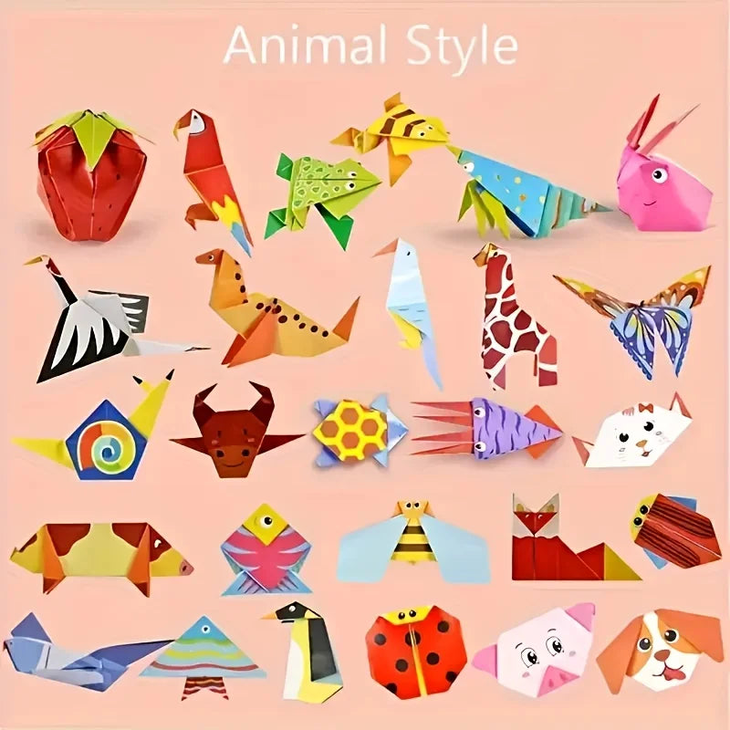 Kids' Colorful Double-Sided Origami Paper Set & Instructions Kids Origami Craft Set Babs