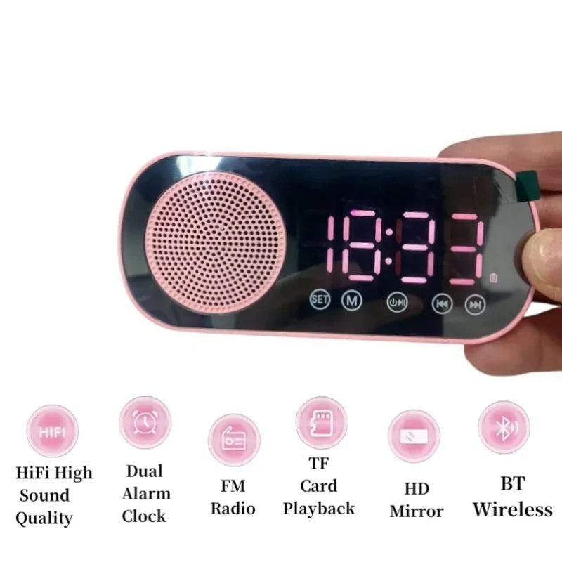 Mirror Digital Alarm Clock – FM Radio, Bluetooth & TF Speaker Digital Alarm Clock Babs