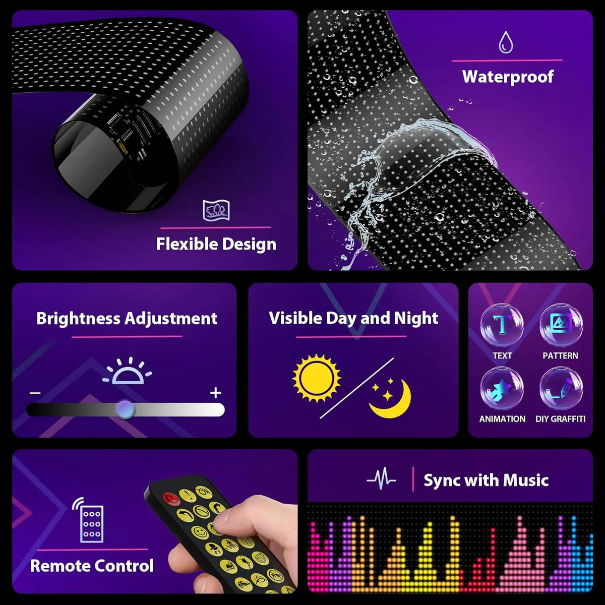 LED RGB Matrix Pixel Panel – Bluetooth App Scrolling Text Sign LED Pixel Sign Panel Babs