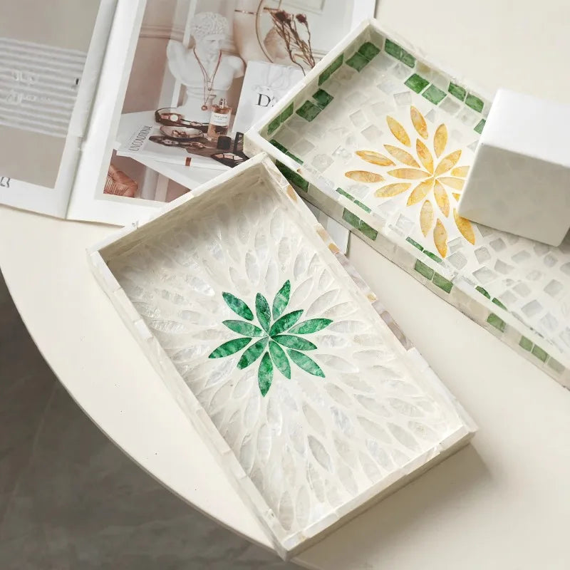 Natural Seashell Decorative Tray – Retro Square Storage Plate Decorative Storage Tray Babs