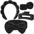 5-Piece Spa Headband & Bracelet Set – Skincare & Makeup Spa Headband Set Babs black