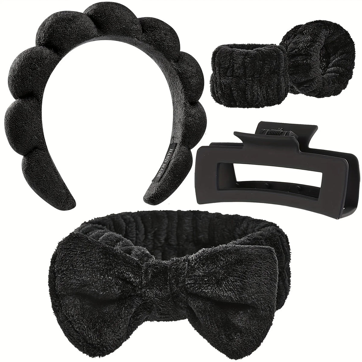 5-Piece Spa Headband & Bracelet Set – Skincare & Makeup Spa Headband Set Babs black