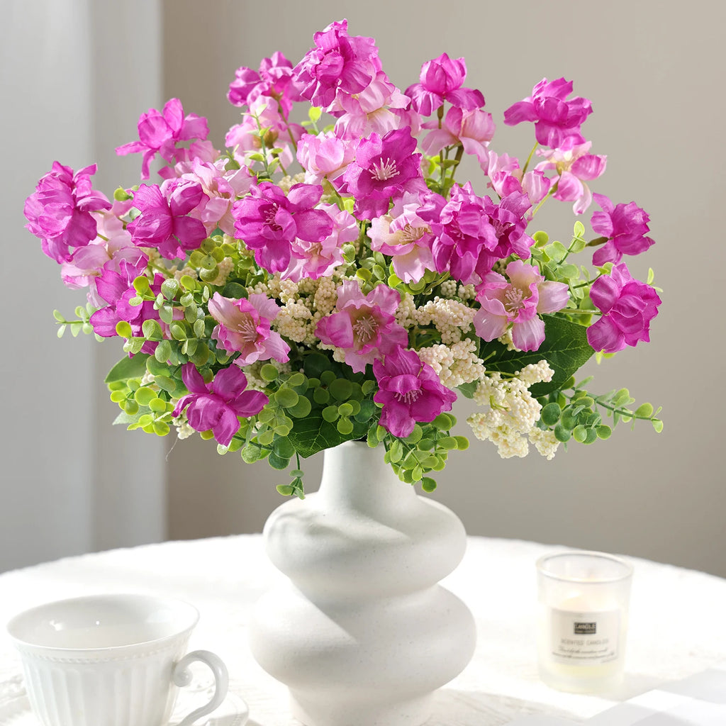 6-Head Silk Artificial Tea Bud Flowers – Wedding & Home Décor Artificial Flower Branch Babs