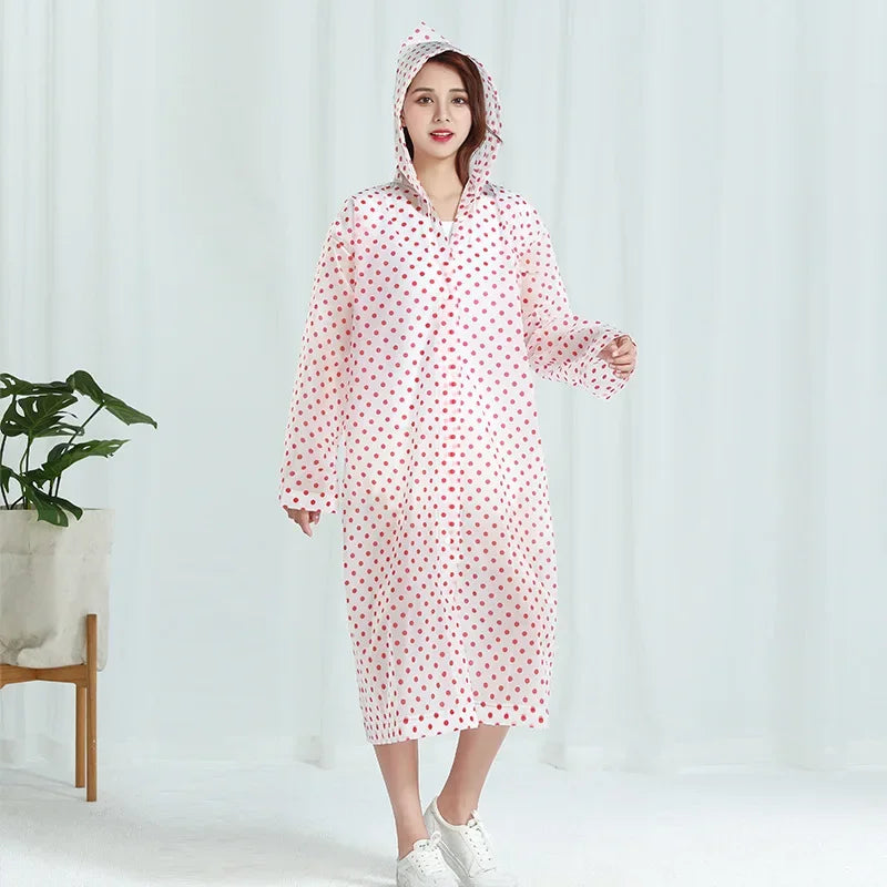 Women's EVA Waterproof Hooded Raincoat – Reusable Rain Jacket Women's Rain Jacket Babs Pink 5PCS