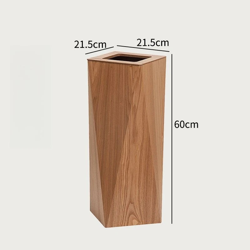 Large Wooden Trash Can – Waterproof Luxury Rolling Cover Bin Wooden Waste Bin Babs Brown Hole Cover