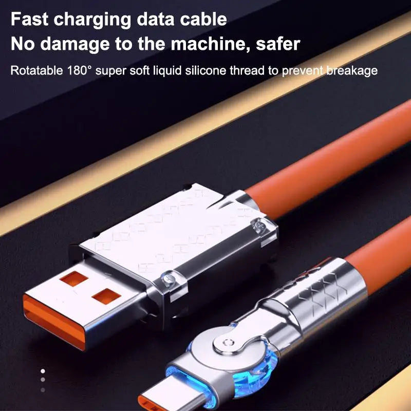 HUXUAN 120W 6A USB-C Fast Charging Cable 1m 1.5m 2m USB-C Charging Cable Babs