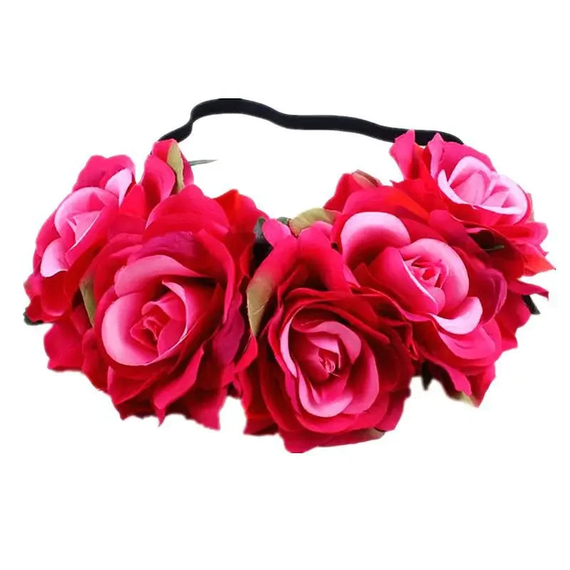 10-Pack Rose Flower Headband Wreath – Wedding & Party Set