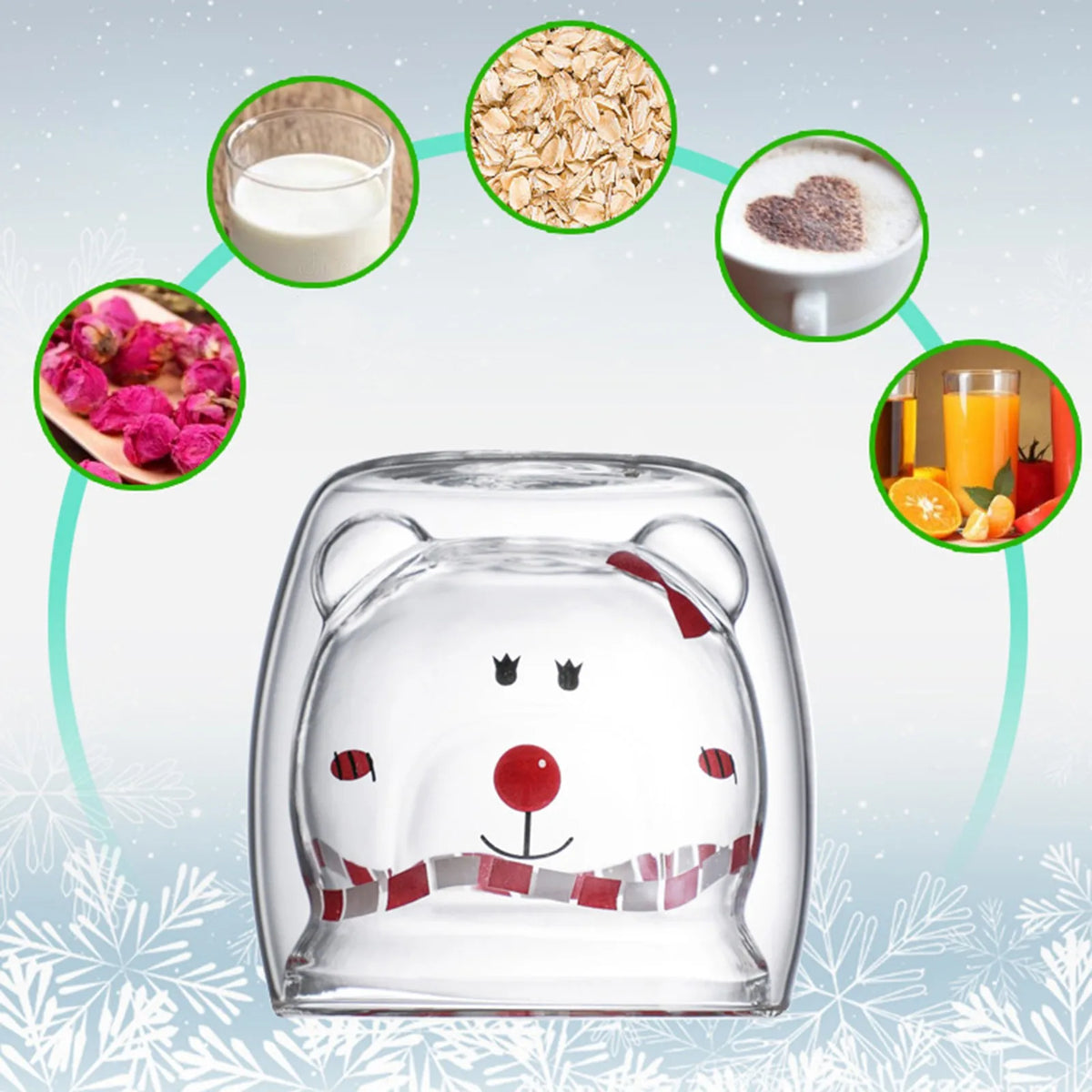 Cute Animal Double-Wall Glass Mug – Bear Cat Dog Cartoon Cup Double Wall Glass Mug Babs