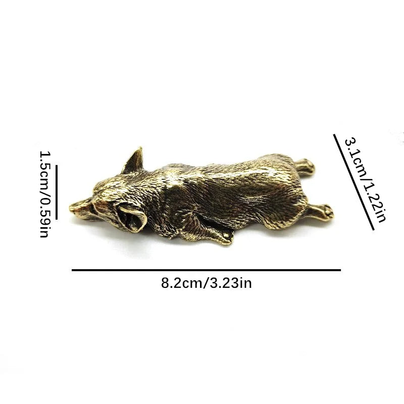 Solid Brass Hyena Figurine – Vintage Miniature Desk Ornament Brass Figurine Babs C