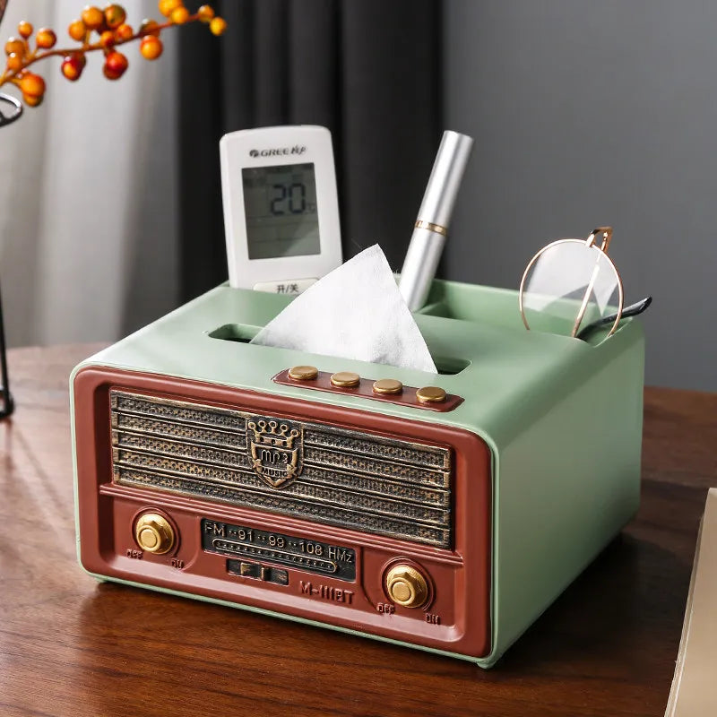 Retro Luxury Resin Tissue Box | Elegant Rectangular Napkin Case Decorative Tissue Holder Babs Green-Storage