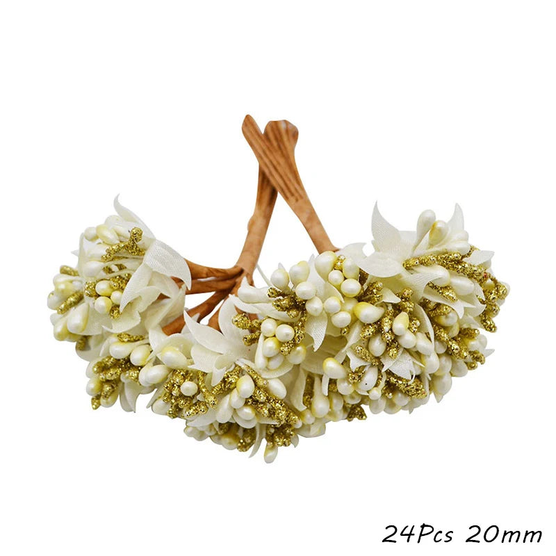 Gold Artificial Cherry Stamen Berries – Wedding & Xmas Décor Artificial Floral Decor Babs B