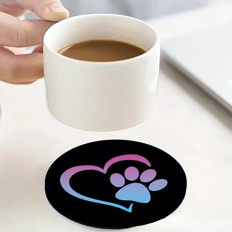 Paw Print Car Cup Coasters – Rubber Drink Mat, 1 or 2 Pcs Car Cup Holder Mat Babs