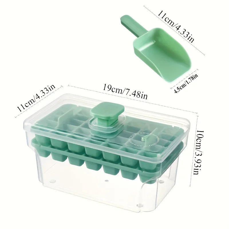 Ice Cube Tray with Lid & Bin – 68 Cubes, Easy Press Release Ice Cube Tray Babs