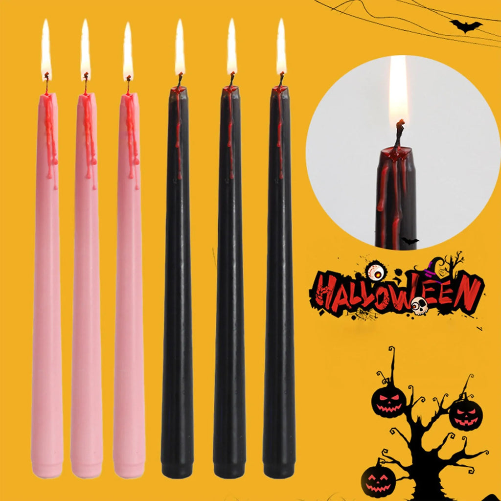 4-Pack Gothic Dripping Taper Candles – Halloween Party Décor Gothic Taper Candles Babs