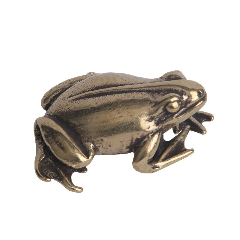 Retro Brass Frog Figurine – Copper Toad Desktop Ornament Tea Pet Decorative Figurine Babs