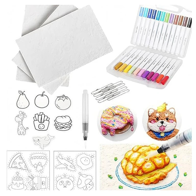 DIY Bubble Texture Painting Kit – 12 Markers & 10 Foam Papers Kids Art Craft Kit Babs