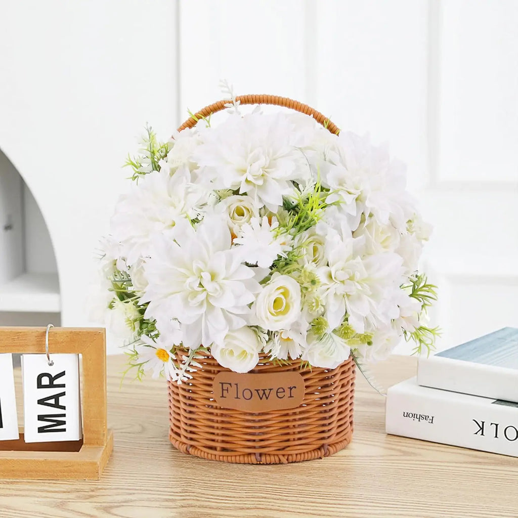 Artificial Silk Dahlia Hydrangea Rose Bouquet | Home Decor Artificial Flower Bouquet Babs