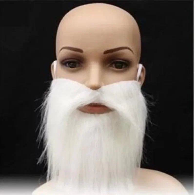Santa Claus Fake Beard & Moustache – Festive Cosplay Party Prop Costume Prop Babs