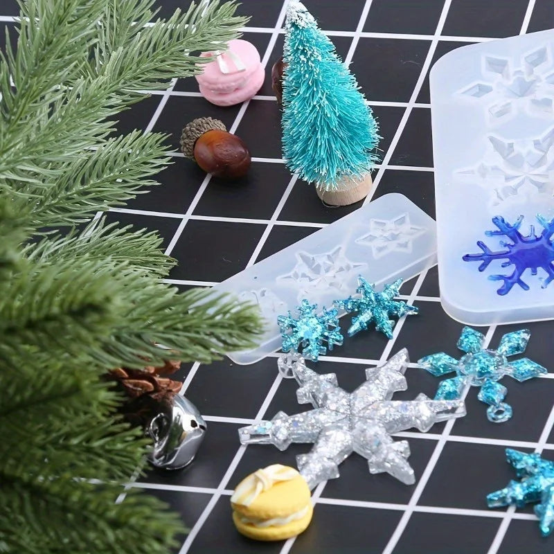 2pcs 3D Snowflake Silicone Mold – Epoxy Resin DIY Jewelry Resin Casting Mold Babs