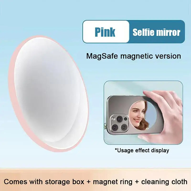 Magnetic Convex Selfie Mirror for Vlogging & Streaming Selfie Mirror Accessory Babs pink