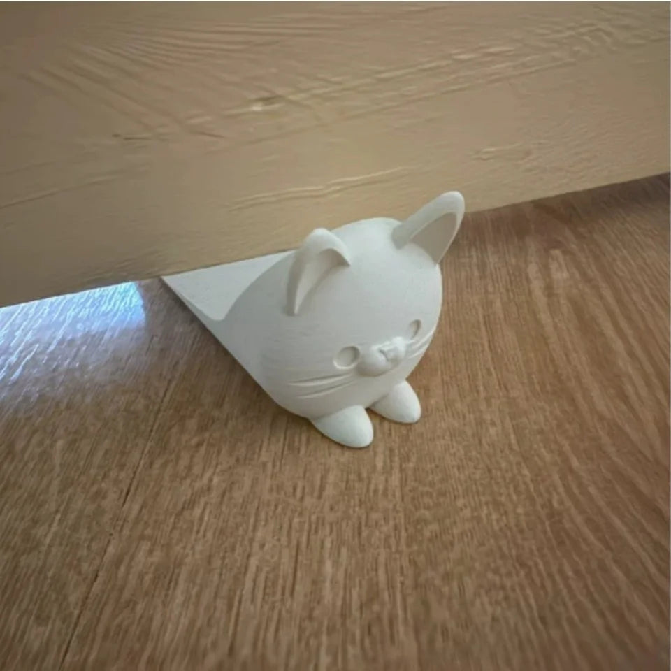 Cute Cat Door Stopper – 3D Printed Non-Slip Door Wedge Decorative Door Stopper Babs White