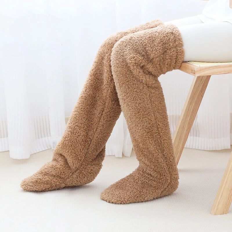 Winter Fleece Toeless Leg Warmers – Thermal Ankle Knee Cover Fleece Leg Warmers Babs Brown 3Pairs