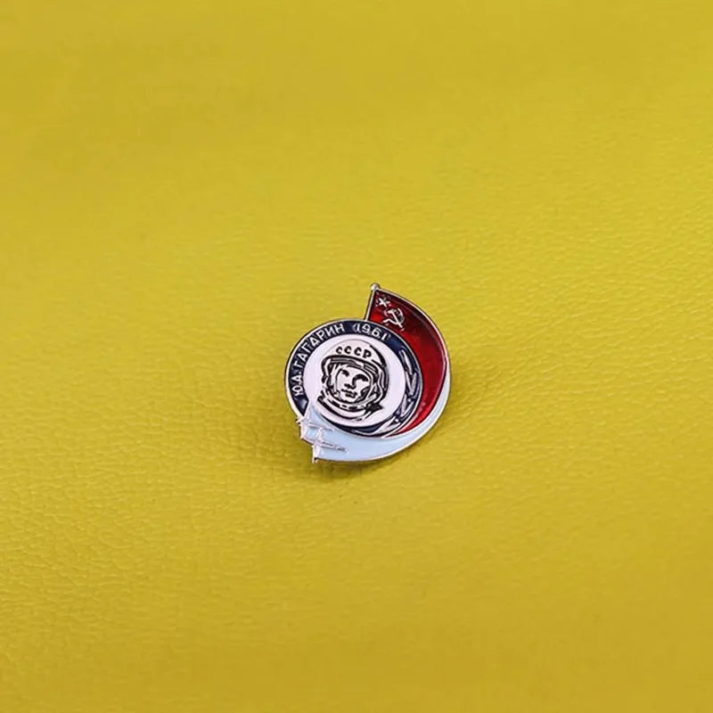 Soviet Cosmonaut Enamel Pin – Yuri Gagarin 1961 Space Brooch Enamel Brooch Pin Babs