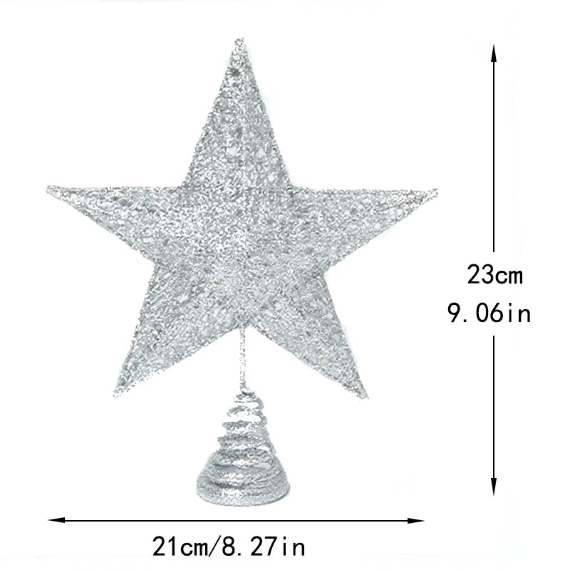 Gold Silver Glitter Star Christmas Tree Topper Ornament Christmas Tree Topper Babs 23cm Silvery