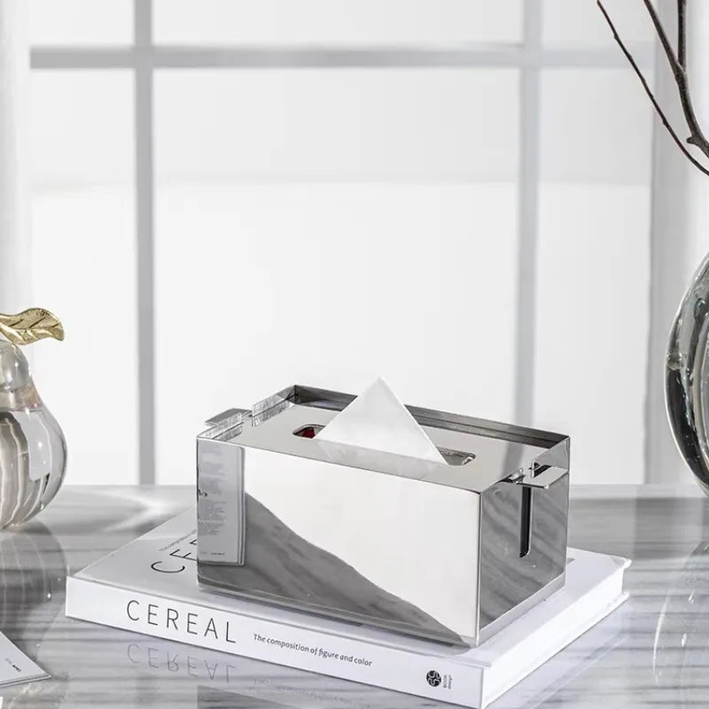 Luxury Rectangular Stainless Steel Tissue Box – Silver Tissue Box Holder Babs