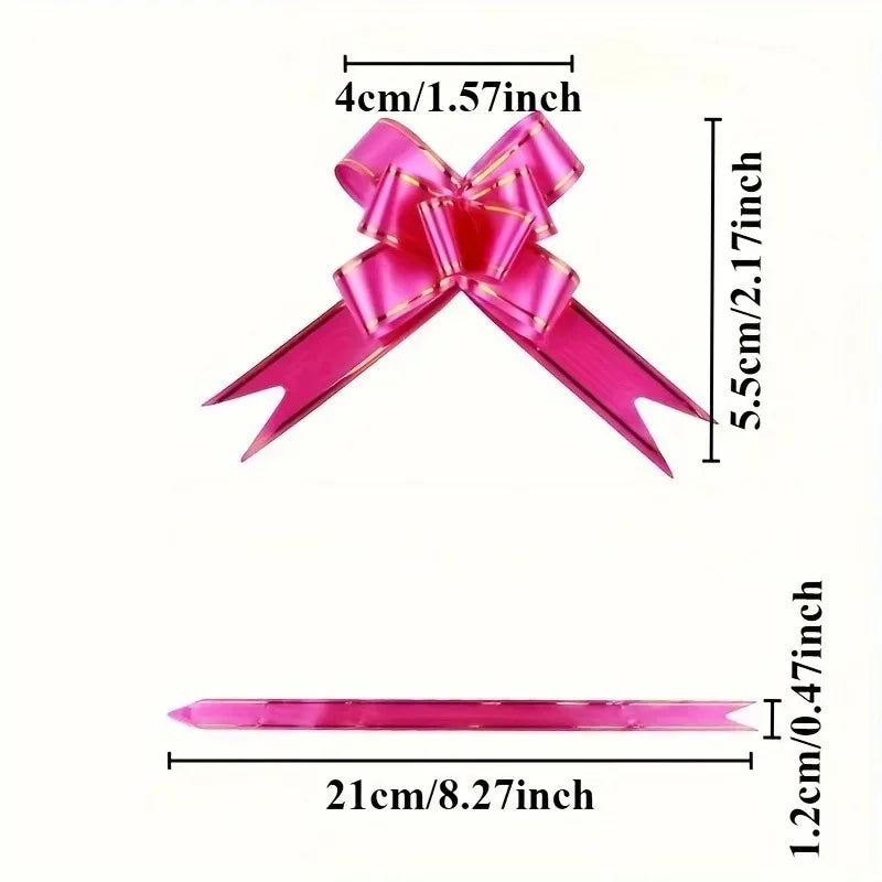 100pcs Gold Edge Pull Bows – Party, Wedding & Holiday Décor Party Ribbon Bows Babs