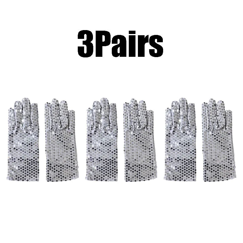 Sparkly Sequin Gloves for Dance, Party & Costume – Unisex Costume Sequin Gloves Babs 3Pairs