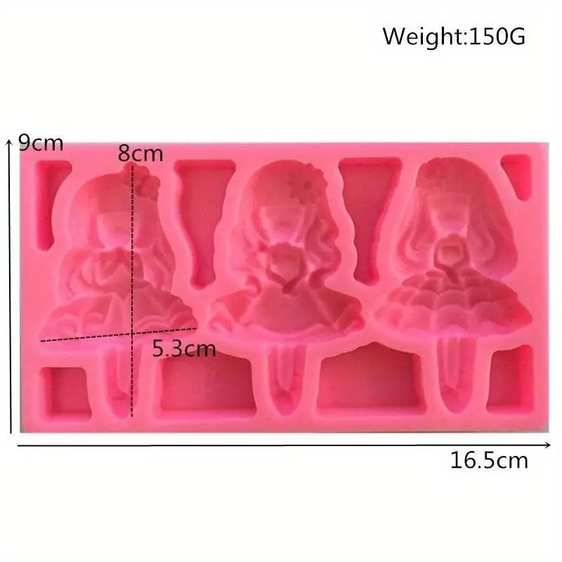 Princess Doll Silicone Mold | Fondant & Chocolate Cake Topper Silicone Baking Mold Babs Pink