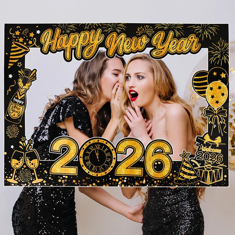 2026 New Year's Eve Party Props, Glasses & Gold Balloons Kit Party Decoration Kit Babs