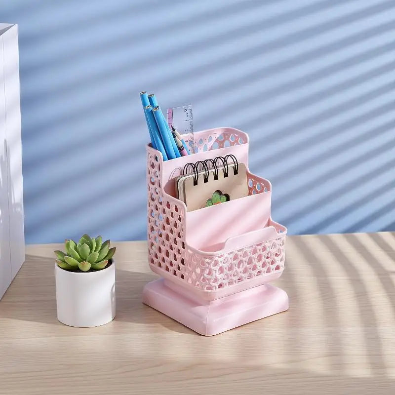 3-Tier Hollow Pen Holder & Phone Stand Desktop Organizer Desktop Pen Organizer Babs