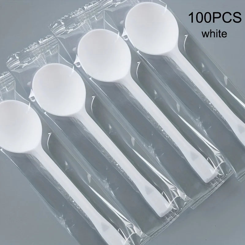 100pcs Individually Wrapped Disposable Plastic Spoons – Bulk Pack Disposable Spoons Babs