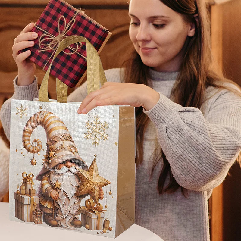 Christmas Santa Claus Non-Woven Gift Bags with Handle 4–12pcs Christmas Gift Bags Babs