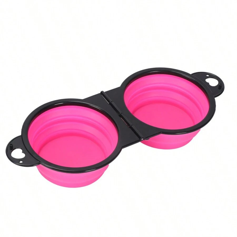 2-in-1 Foldable Pet Travel Bowl for Dogs & Cats – 500ml Pet Travel Bowl Babs Pink