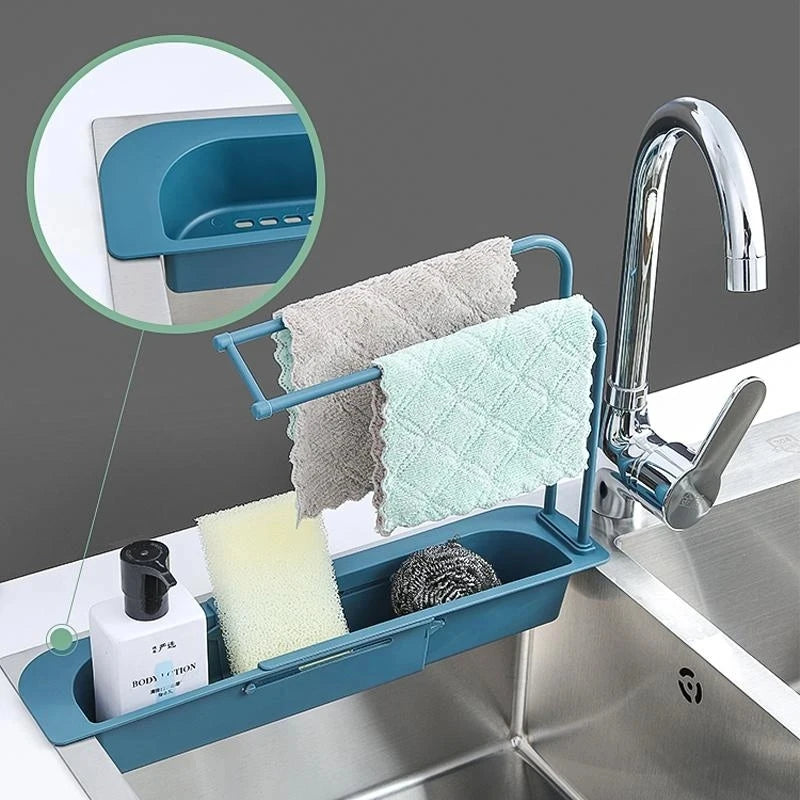 Telescopic Sink Shelf Organizer – Drainer Rack & Sponge Holder Sink Shelf Organizer Babs