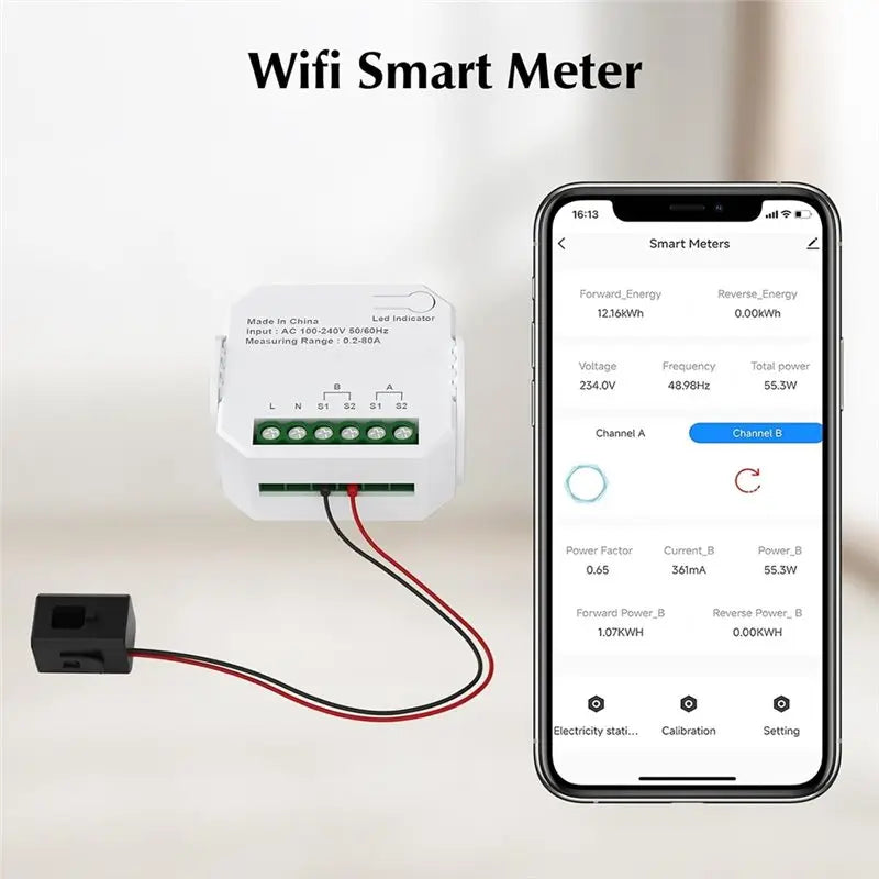 WiFi Power Meter 80A – Smart Electricity Monitor, Tuya App WiFi Energy Monitor Babs