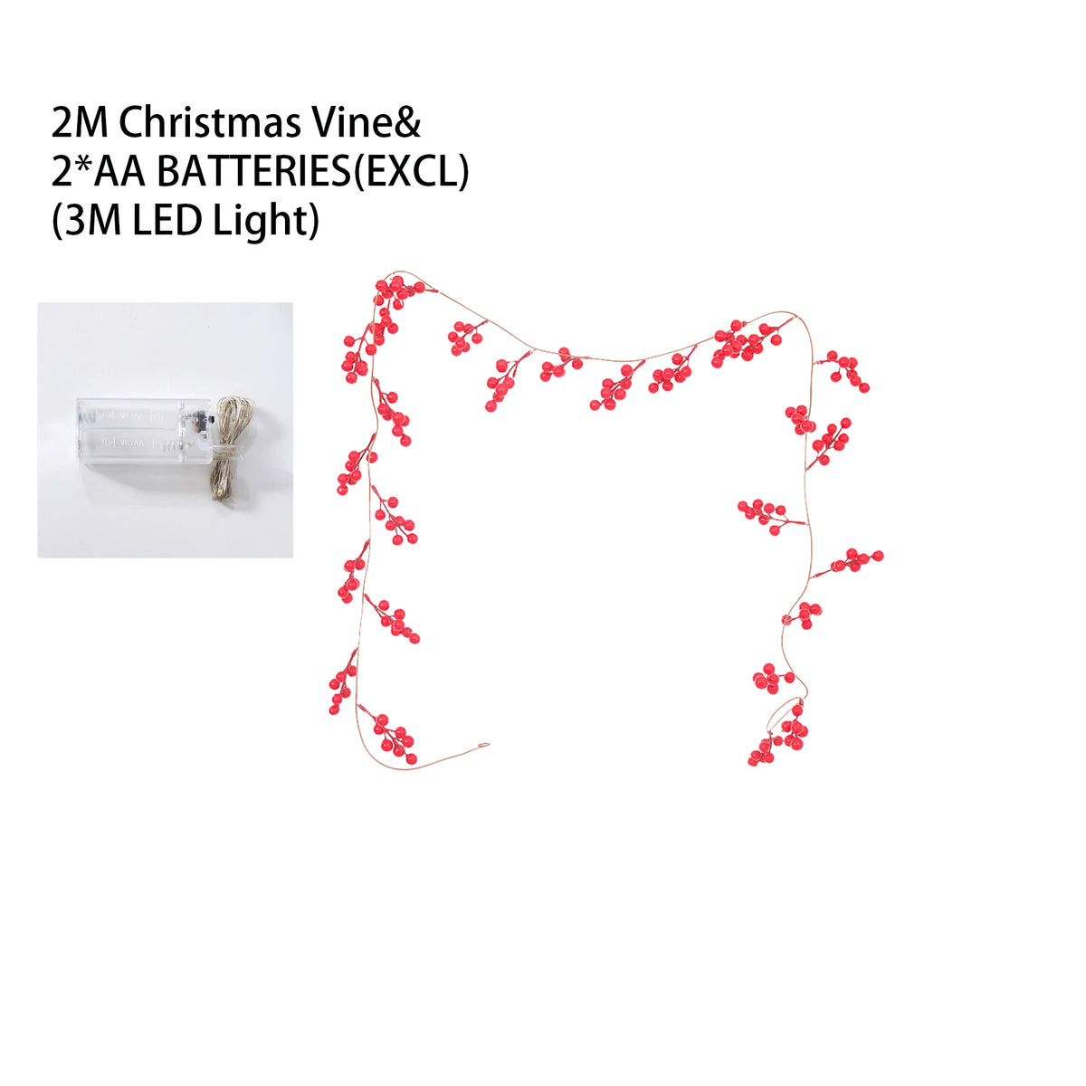 Artificial Red Berry LED Vine – Wedding & Christmas Décor Artificial LED Vine Babs Red 2