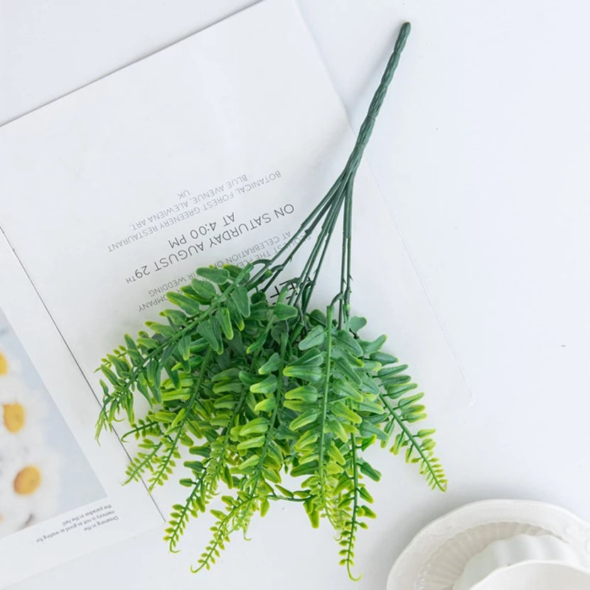 Artificial Persian Fern Leaves Plastic Faux Plant Décor 2/4 Pcs Artificial Plant Décor Babs green 2PCS