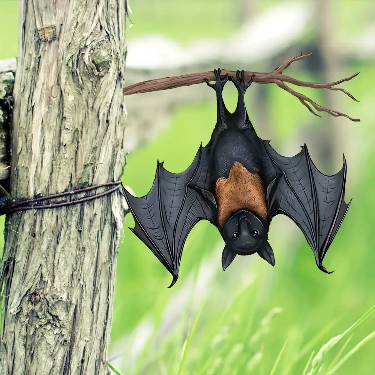 2 Halloween Metal Bat Hanging Ornaments – Indoor & Outdoor Halloween Hanging Ornament Babs