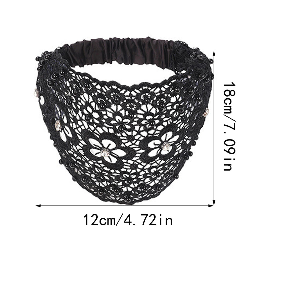 Women's Wide Hollow Headband – Rhinestone & Pearl Flower Women's Hair Headband Babs